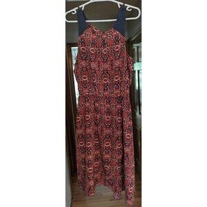 Athleta Women's Martinique Dress Red/Navy Tassels In The Back Size Medium